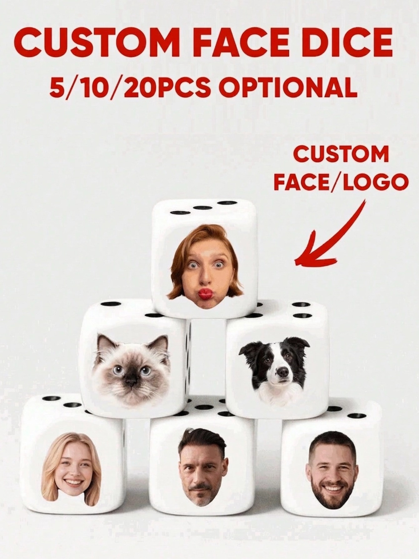 Party Family Games - Dadi Personalizzati con Volti, Dadi Divertenti